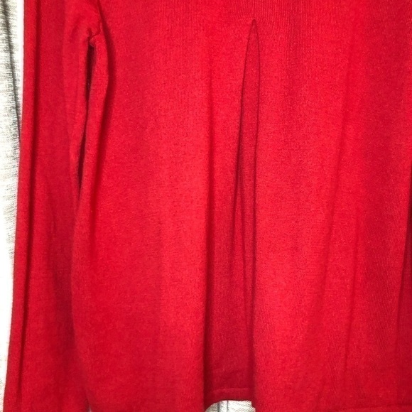J Jill Red V Neck Pleated Back Sweater Size Small - Picture 8 of 16